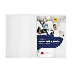 Marbig Professional Series A4 Matt Presentation Folders Pack 50 White