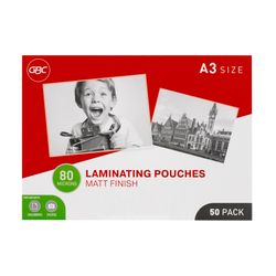 GBC Laminating Pouch A3 Matt 80 Micron Pack 50