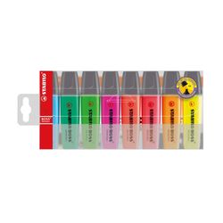 Stabilo Boss Highlighter Assorted Wallet 8 - Yellow Blue Green Red Turquoise Orange Pink Lilac