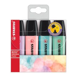 Stabilo Boss Highlighter Assorted Pastel Wallet 4 - Mint Pink Lilac Turquoise