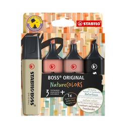 Stabilo Boss Nature Highlighter Assorted Set A Wallet 4 - Mud Green, Umber, Sienna, Black