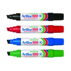 Artline 100 Permanent Marker 7.5-12mm Chisel Assorted Colours Box 6