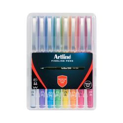 Artline 200 Fineliner Pen 0.4mm Brights Assorted Wallet 8