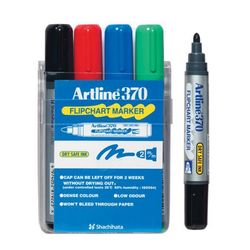 Artline 370 Flipchart Marker 2mm Bullet Nib Assorted Wallet 4