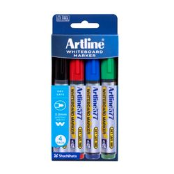 Artline 577 Whiteboard Marker 3mm Bullet Assorted Wallet 4