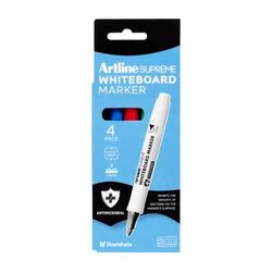 Artline Supreme Whiteboard Marker Bullet 1.5mm Assorted Pack 4