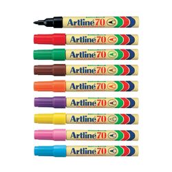 Artline 70 Permanent Marker 1.5mm Bullet Nib Assorted Box 12