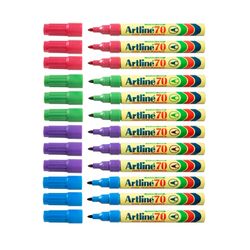 Artline 70 Permanent Marker 1.5mm Bullet Nib Brights Assorted Box 12