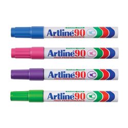 Artline 90 Permanent Marker 5mm Chisel Nib Brights Assorted Box 12