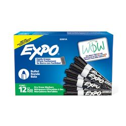 Expo Whiteboard Marker Bullet Black Box 12