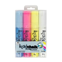 Texta Liquid Chalk Marker Dry Wipe Assorted 15mm Wallet 4