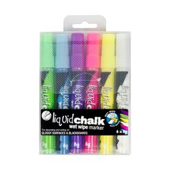 Texta Liquid Chalk Marker Wet Wipe Assorted 4mm Wallet 6