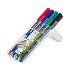Staedtler Lumocolor Permanent Fine Marker 318 Assorted Wallet of 4