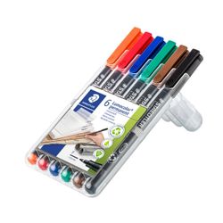 Staedtler Lumocolor Permanent Fine Marker 318 Assorted Wallet of 6
