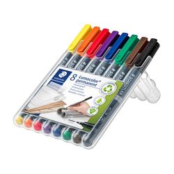 Staedtler Lumocolor Permanent Fine Marker 318 Assorted Wallet of 8