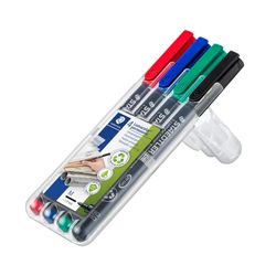Staedtler Lumocolor Permanent Medium Marker 317 Assorted Wallet of 4