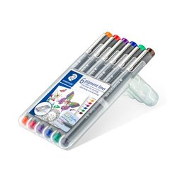 Staedtler Pigment Liner 0.3mm Wallet Of 6 Assorted Colours 30803-SSB6