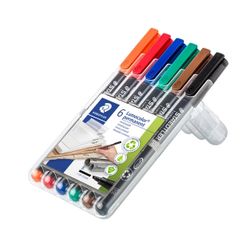 Staedtler Lumocolor Permanent Broad Marker 314 Assorted Wallet of 6