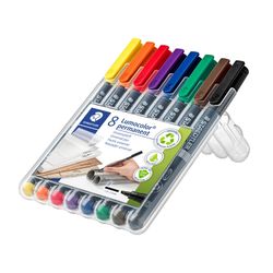 Staedtler Lumocolor Permanent Broad Marker 314 Assorted Wallet of 8