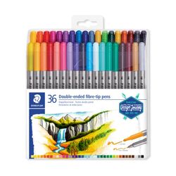 Staedtler Double Ended Fibre Tip Colouring Markers 3200 TB36 Assorted Wallet 36