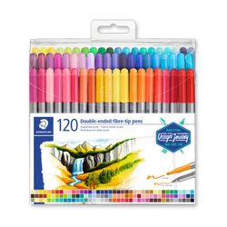 Staedtler Double Ended Fibre Tip Colouring Markers 3200 TB120 Assorted Wallet 120