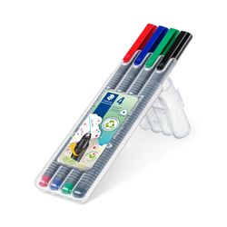 Staedtler Triplus Fineliner Pen Wallet Of 4 Assorted Colours 334 SB4