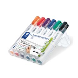 Staedtler Lumocolor 351 Whiteboard Marker Bullet Assorted Colours Wallet 6
