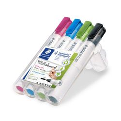 Staedtler Lumocolor 351 Whiteboard Marker Bullet Assorted Bright Colours Wallet 4