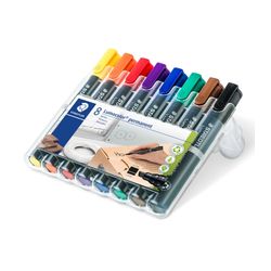 Staedtler 350 Permanent Marker Chisel Assorted Wallet of 8