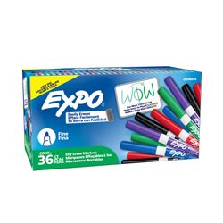 Expo Low Odour Dry Erase Whiteboard Markers Fine Tip Assorted Box 36