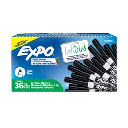 Expo Low Odour Dry Erase Whiteboard Markers Fine Tip Black Box 36
