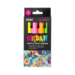 Kent Urban Paint Marker 6mm Nib Fluoro Set 4