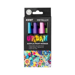 Kent Urban Paint Marker 6mm Nib Metallic Set 4