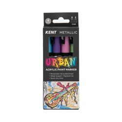 Kent Urban Paint Marker 3mm Nib Metallic Set 4