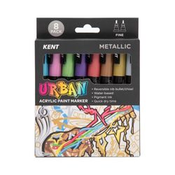 Kent Urban Paint Marker 3mm Nib Metallic Set 8