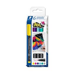 Staedtler Lumocolor Permanent Fine Marker 318 Art Assorted Wallet of 6