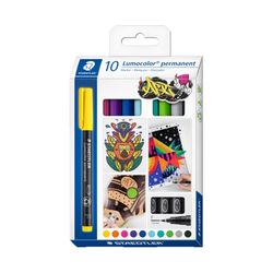 Staedtler Lumocolor Permanent Fine Marker 318 Art Assorted Wallet of 10