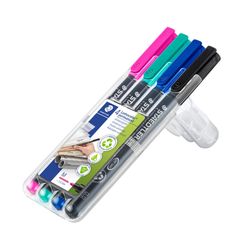 Staedtler Lumocolor Permanent Medium Marker 317 Bright Assorted Wallet of 4
