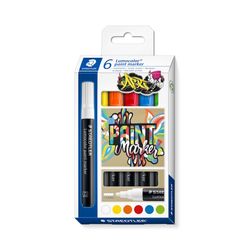 Staedtler Lumocolor 349 Paint Markers Assorted Bright Pack 6