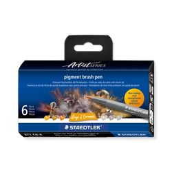 Staedtler Pigment Arts Brush Pen 371 Greys & Caramels 6 Pieces