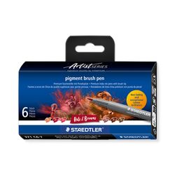 Staedtler Pigment Arts Brush Pen 371 Reds & Browns 6 Pieces