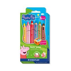 Staedtler Peppa Pig Noris Junior 3-in-1 Colouring Pencils Includes Pencil Sharpener Box 6