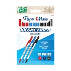 Paper Mate Kilometrico Ballpoint Pen Medium Business Assorted Pack 10