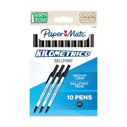 Paper Mate Kilometrico Ballpoint Pen Medium Black Pack 10