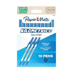 Paper Mate Kilometrico Ballpoint Pen Medium Blue Pack 10