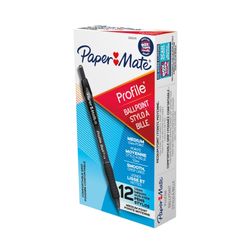 Paper Mate Profile Retractable Ballpoint Pen 1mm Black Box 12
