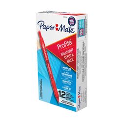 Paper Mate Profile Retractable Ballpoint Pen 1mm Red Box 12