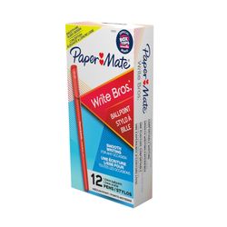 Paper Mate Write Bros Ballpoint Pen Red Box 12