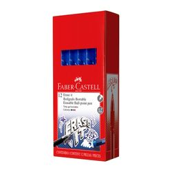 Faber-Castell Erase It Gel Pen Erasable 0.7mm Blue Box 12