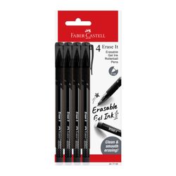 Faber-Castell Erase It Gel Pen Erasable 0.7mm Black Pack 4